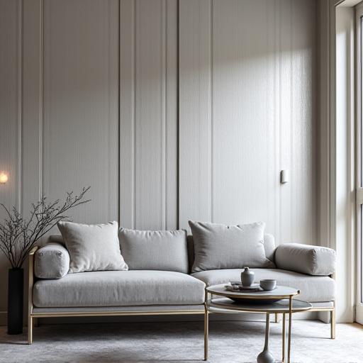 Esempio di ambiente con la carta da parati della collezione Cenere Luminosa.